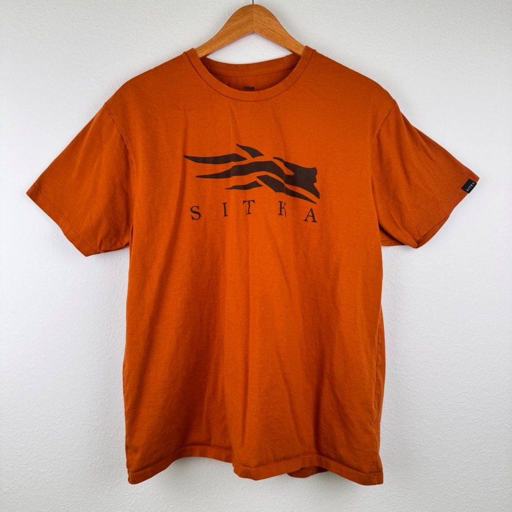 Sitka Graphic T-Shirt Mens XL Orange Excellent Outdoor Pima Cotton Short Sleeve